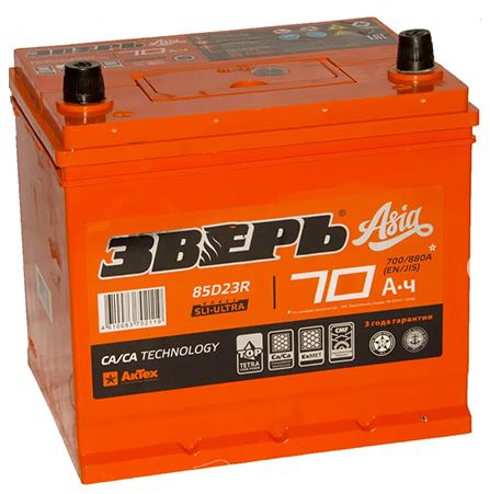 Аккумуляторная батарея Зверь Asia 70 обр D23 232х173х225 700
