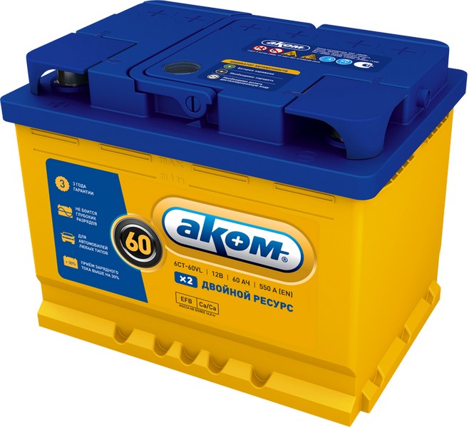 Аккумуляторная батарея AKOM EFB 60 пр L2 242х175х190 580